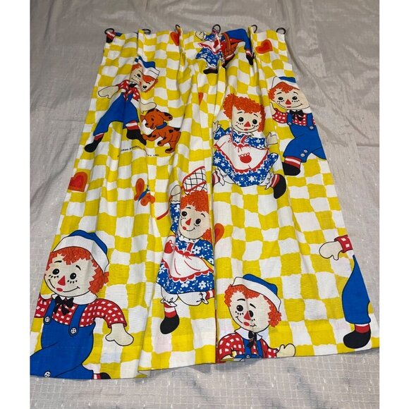 Vintage Raggedy Ann & Andy Three Curtain Panels - Picture 2 of 8